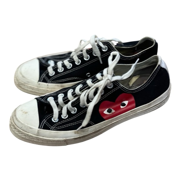 Comme des Garcons PLAY Black and White Sneakers with Red Heart - Picture 1 of 9